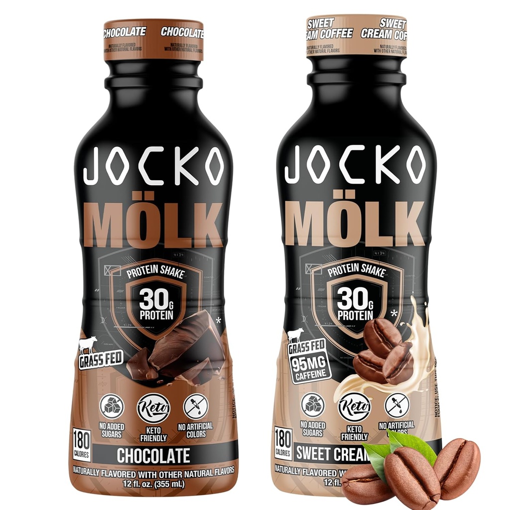Jocko Yakıt Mölk RTD Protein Shakes Sche - Chocolate & Sweet Cream Coffee (24 Pack)