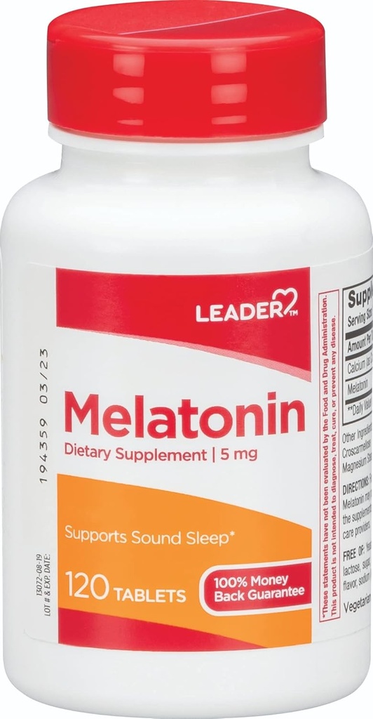 Lider Melatonin 5MG Tabletleri 120 Ct. Restful Nights için Doğal Uyku Yardımı