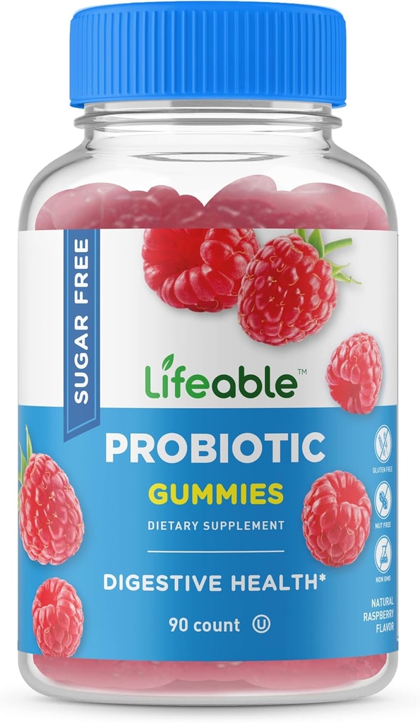 Lifeable Sugar Free Probiyotiks – Great Tasting Natural Flavor Gummy Supplement Chewable – GMO Free, Vegetarian, Gluten Free – for Gut Health and Immune Support – for Yetişkinler, Men, Women – 90 Gummies