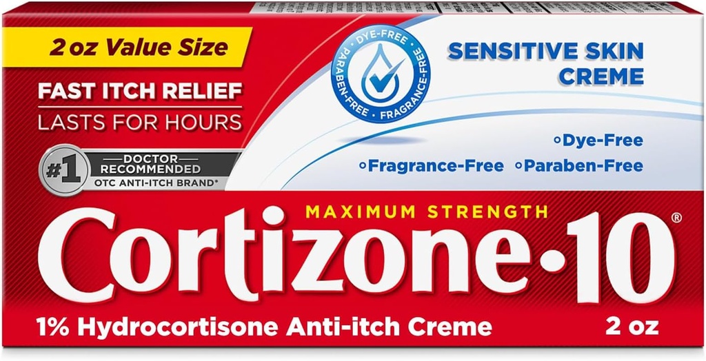 Cortizone 10 maksimum Güçlü Hassas Cilt Anti-Itch Cream, %1 Hydrocortisone, 2 oz.