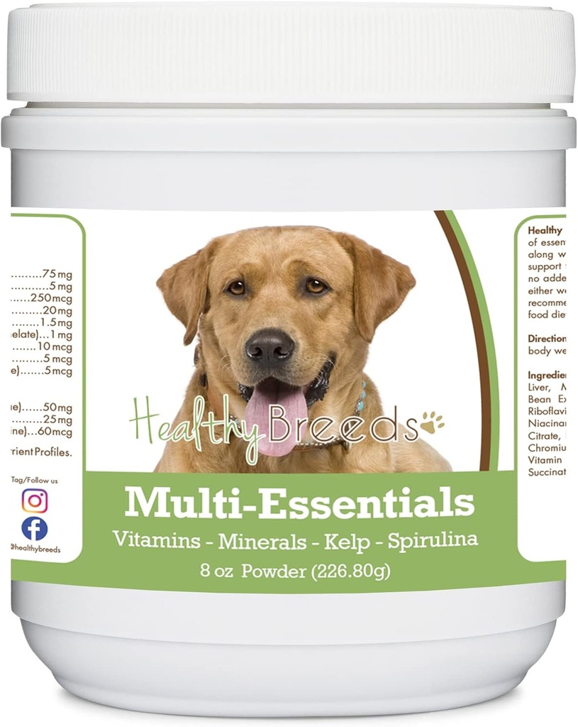 Sağlıklı Breeds Labrador Retriever, Golden, Multi-Esssentials Toz Köpekleri için - İdeal Vitaminler Tamamı, Mineraller & Antisoxy for Your Dog - 8 oz