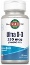 KAL Ultra Vitamin D3 10000 IU 250 mcg, Yüksek Potency Vitamin D Tabletleri, Kalsiyum Aborpsiyon, Bone Health ve Immune Support Supplement, Hızlı Disintegration D-3 ActivTabs, 120 Hizmet, 120 Tablet, 120 Tablet