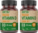 DEVA Vegan Vitamin D3 Tamam - 1000 IU ile Gün Tablet - Cholecalciferol - Lichen Plant Derived - 90 Küçük Tabletler, 2-Pack