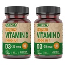 DEVA Vegan Vitamin D3 Tamam - 1000 IU ile Gün Tablet - Cholecalciferol - Lichen Plant Derived - 90 Küçük Tabletler, 2-Pack