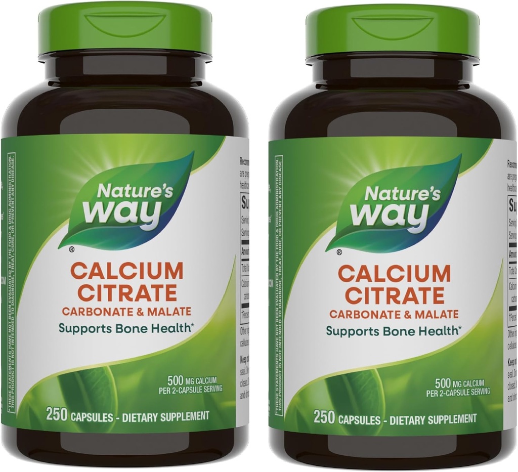 Nature's Wayuba Citrate, 2Capsule başına 500 mguba, Bone Health & Muscle Function*, Citrate, Carbonate & Malate, Gluten Free, 250 Capsules (Pazarlama May Vary) - 2 Pack