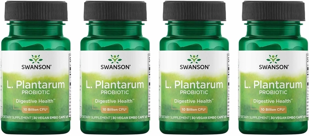 Swanson L. Plantarum - Gastrointestinal Denge ve Bowel Düzenliliği Artırmak için Doğal Formula - (30 Veggie Capsules) 4 Pack