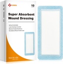 Carbou Super Absorbent Yara Giyme Pads 4"x 8", 10 Bireysel Paketi, Yara Bakımı için Yapıştırıcı Absorbent Bandages, Soft Highly Absorbent Dressing, Non Stick Gauze Pads for Yaras
