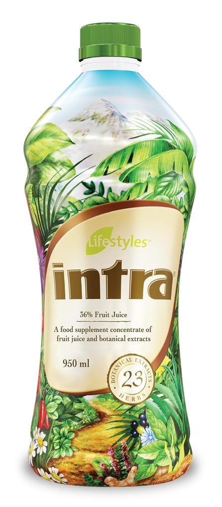 Intra Lifestyles Βοτανικό Χυμό Ποτό – Βοτανικό Ποτό για την Ανοσολογική Υποστήριξη, Detox, Digestive & Καρδιαγγειακή Υγεία – 23 Βοτανικά Εκχυλίσματα – Κατασκευάζεται στον Καναδά 1 Φιάλη 950 mL (32 fl oz)