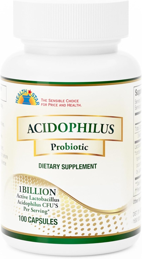 GeriCare Acidofili 10 mg Probiyotik Capsules, Supports Digestive Gut Flora Balance, Immune Boost Diyetary Supplement, (100 Count, 1)