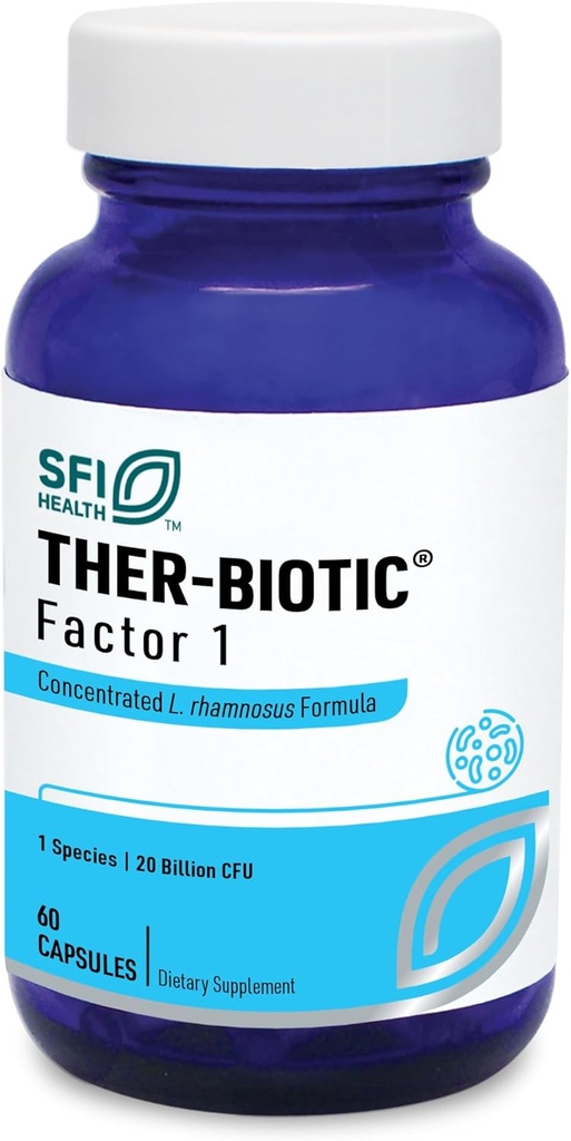Klaire Labs SFI Health Ther-Biotic Faktör 1 Probiyotik - Lactobacillus Rhamnosus Single Tür Probiyotik - 20 Milyar CFU - Gut + Immune Support - L Rhamnosus Probiyotikler - Hipoallergenic (60 Capsules)