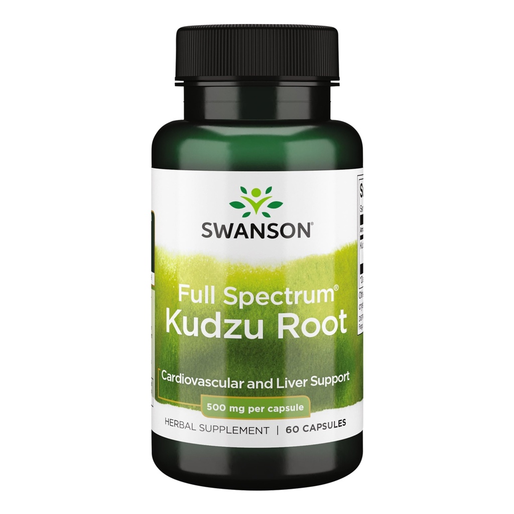 Swanson Full Spectrum Kudzu Root - Herbal Supplement Kalp Sağlığı ve Canlı Sağlığı Desteklemek - Sağlıklı Kan Baskı ve Kolesterol Seviyelerini Destekleyebilir - (60 Capsules, 500 mg Her)