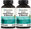 DAIKEN Mini Multivitamin, 60 Tablet, Lutein, Lycopene & Folic Asit ile Geliştirildi, Zaman Kadınlar ve Erkekler için Çokvitamin, Vegan & Easy to Swallow (Pack of 2)
