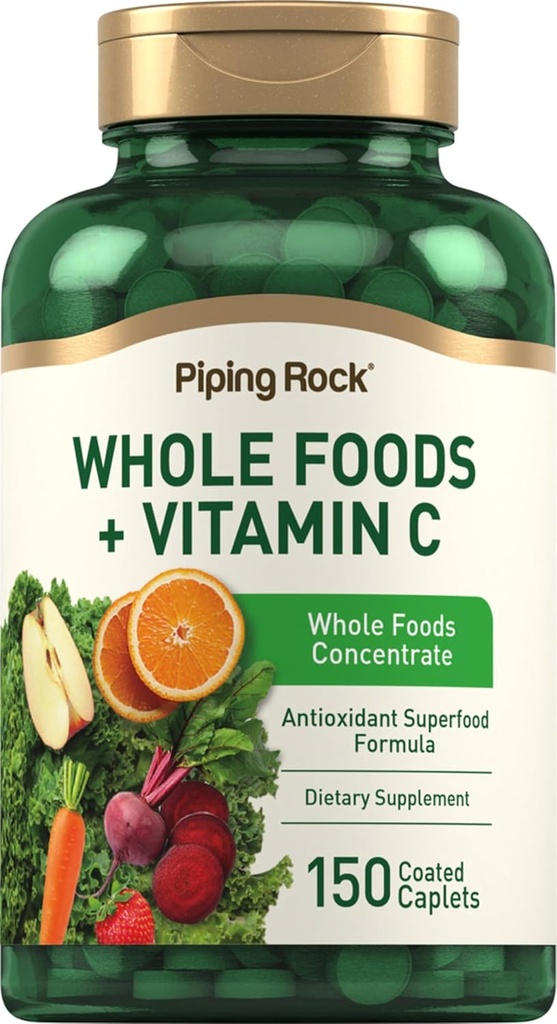 Piping Rock Whole Foods C | 150 Caplets | Superfood Mix | Vegetarian, Non-GMO, Gluten Free Supplement