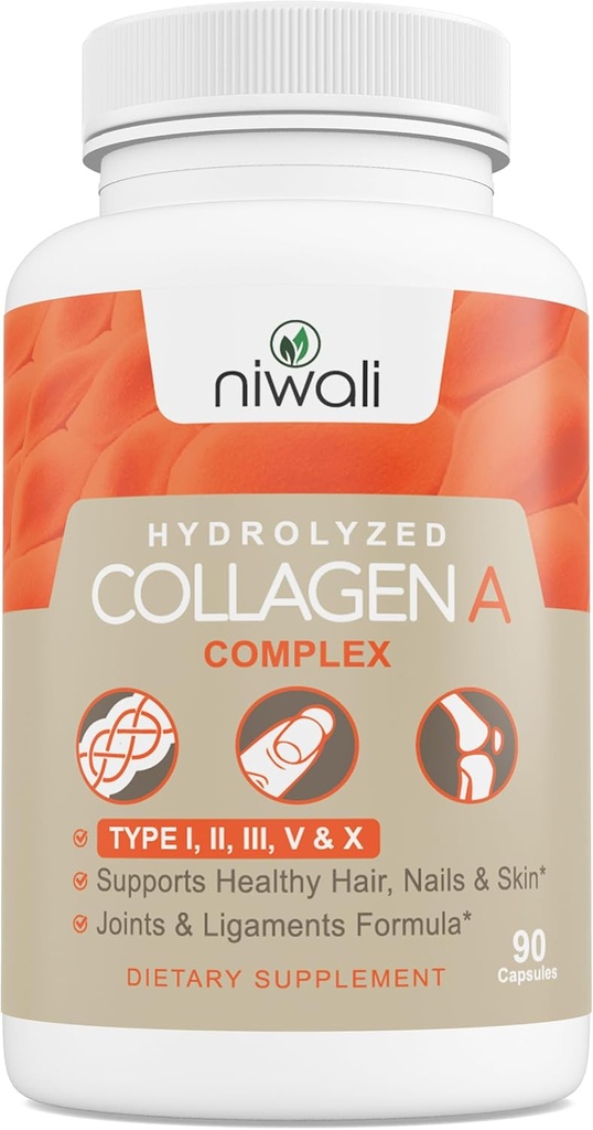 Kadınlar ve Erkekler için Multi Collagen Kompleksi Tamam | Hydrolyzed Collagen Pills - Tipler I, II, III, V & X; Sağlıklı Saçlar, Nails, Skin, Bone & Commons | 90 Capsules