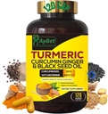 World 1st.Turmeric Curcumin Ginger ve Black Seed Oil, 120 Caps, 2250 mg,% 95 Curcuminoids, BioPerin Eklenme, Ekstra Kuvvet,Organic,Halalal,Vegan, Support Immune System,Joint Support (120)