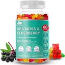 BIO VITALICA Deniz Moss Gummies Elderberry BioVitalica - C D + çinko - İrlandalı Seamoss Vegan Gummy with Sea Moss Gel & Toz for Immunity, Detox - Yetişkinler ve Çocuklar için