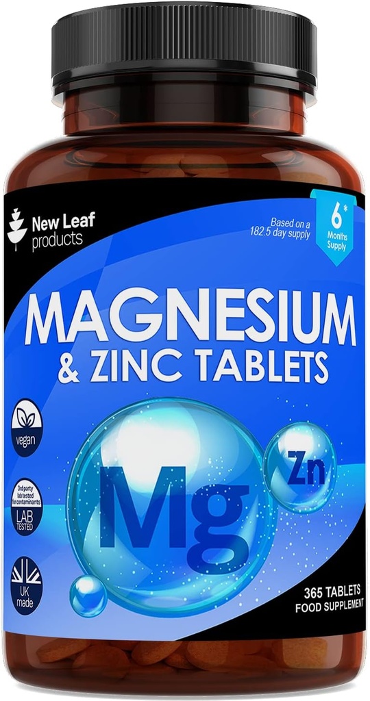 Magnezyum Supplement ve çinko Supplement (6 Ay Supply) Yüksek Absorbency & Çinko - Kas Bones & Sağlıklı Immune Function - Vegan, Non-GMO, Gluten-Free - 365 Küçük Tabletler