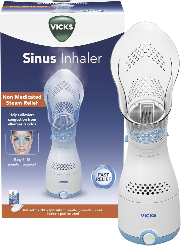 Vicks Sinus Inhaler - Allergies, Congestion, Cough & Colds, Vocal Steamer, Soothes Nasal & Throat Passages, VapoPads ile çalışır (1 dahil)