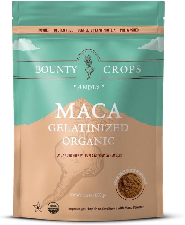 Βιολογική σκόνη Maca Gelatinized 24 Oz τσάντα (1,5 lb - 680 gr), ενέργεια & ζωτικότητα Booster, μη-GMO & γλουτένη-ελεύθερο, Περουβιανό Superfood, Certified Organic
