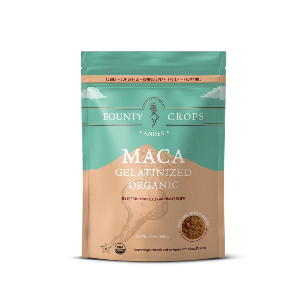 Βιολογική σκόνη Maca Gelatinized 24 Oz τσάντα (1,5 lb - 680 gr), ενέργεια & ζωτικότητα Booster, μη-GMO & γλουτένη-ελεύθερο, Περουβιανό Superfood, Certified Organic