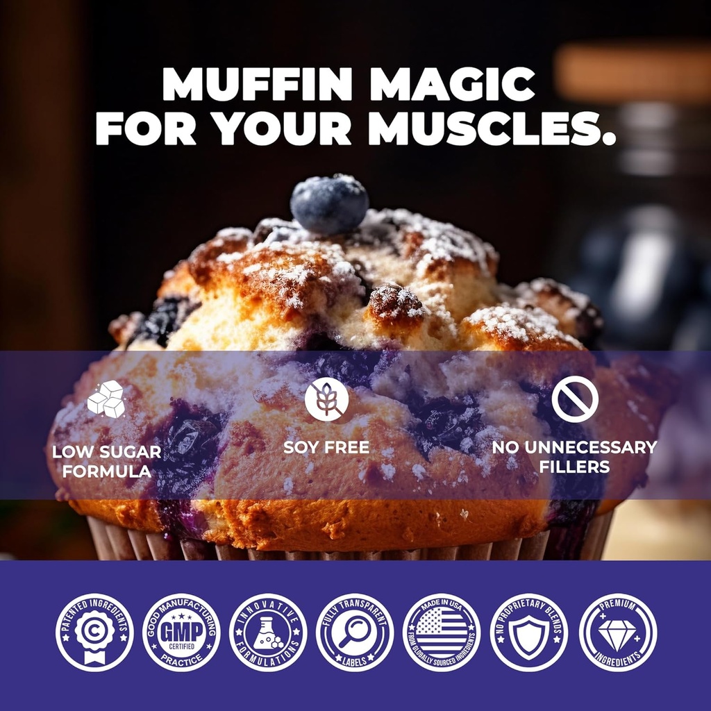 Yeraltı Bio Labs Panda Yakıt Premium Protein Whey,Hydrolyzed Collagen,Casein,Probiyotikler, Enzymes, Keto Friendly,Time release, 25 Hizmetler (2.5 Pound, Blueberry Muffin)