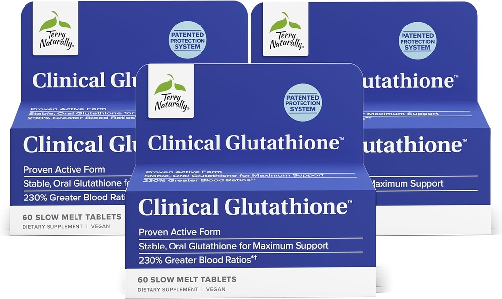Terry Doğal Klinik Glutathione - Yüksek Absorpsiyon için Antioksit Supplement - L-Glutathione ile Diyetsel Tamam - Hücre Sağlığını Desteklemek için Vegan Supplement - 60 Slow Melt Tabletleri (Pazar 3)