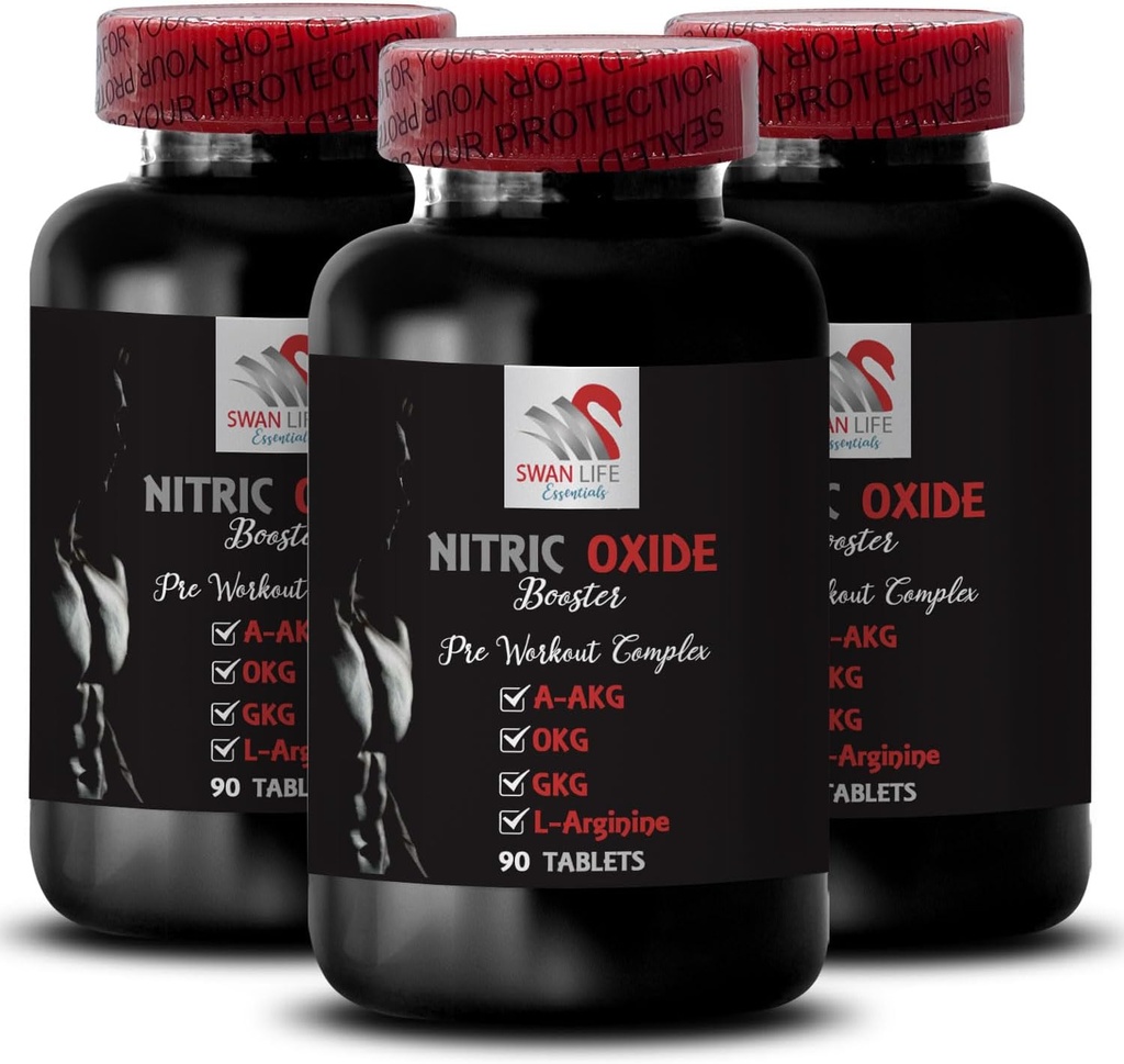 L-citrulline ve l-arginine Supplements - Nitric Hoffman - Endurance, Nitrik Çimento Akışı, Güçlü Eğitim, Fitness Desteği, Pre-Gym Boost, Muscle Pump, Physical Boost 3 Şişes 270 Tabletler