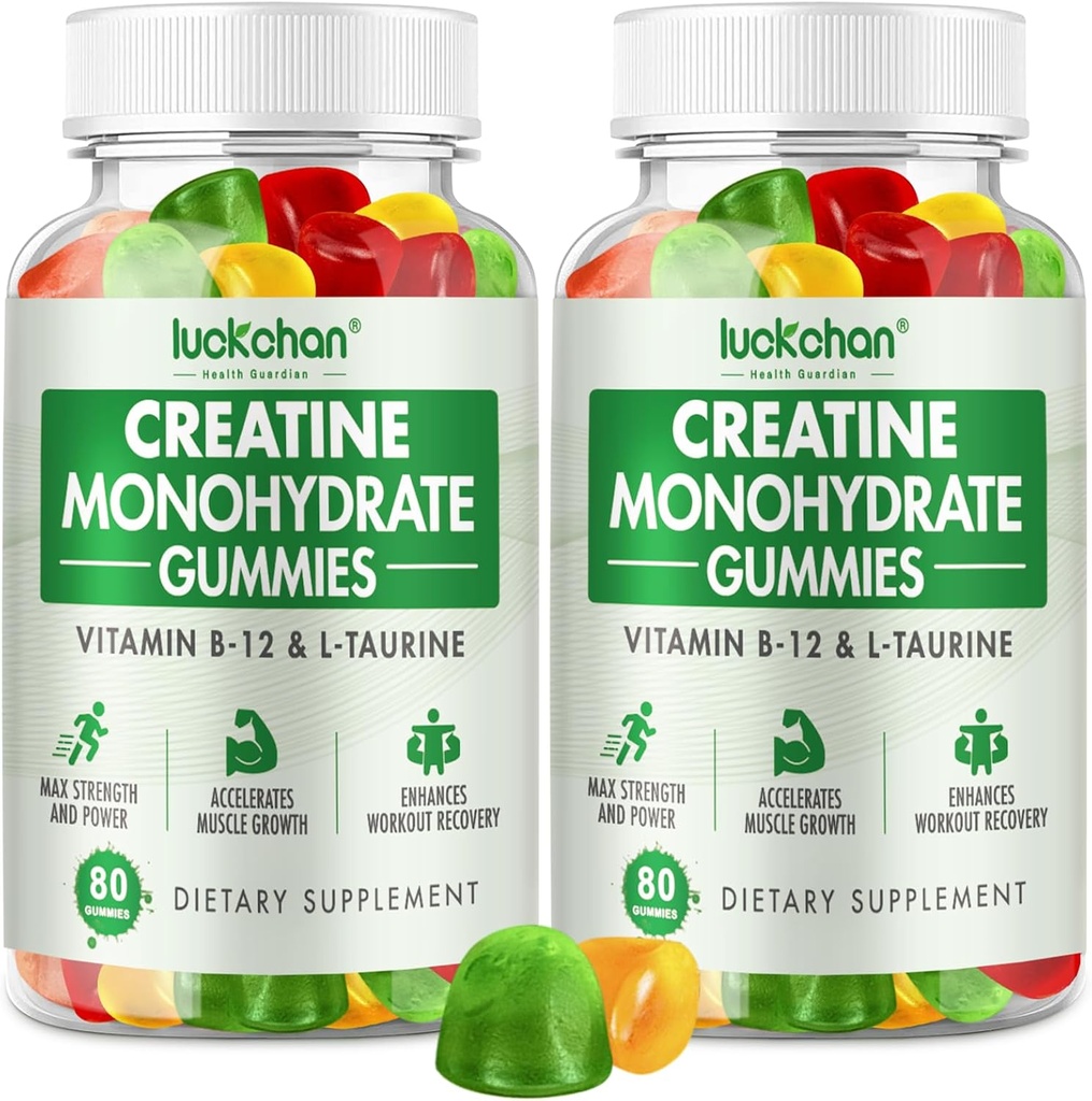 Kretine Monohidrat Gummies 5g - Kadınlar ve Erkekler için Kre Güçlü, Kas Builder, Enerji Boost Low Sugar Chewable Kretine Gummies 160