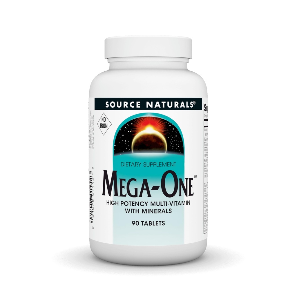 Πηγές Naturals Mega-One Muti-Vitamin με Ορυκτά, Όχι Σιδήρου - 90 δισκία