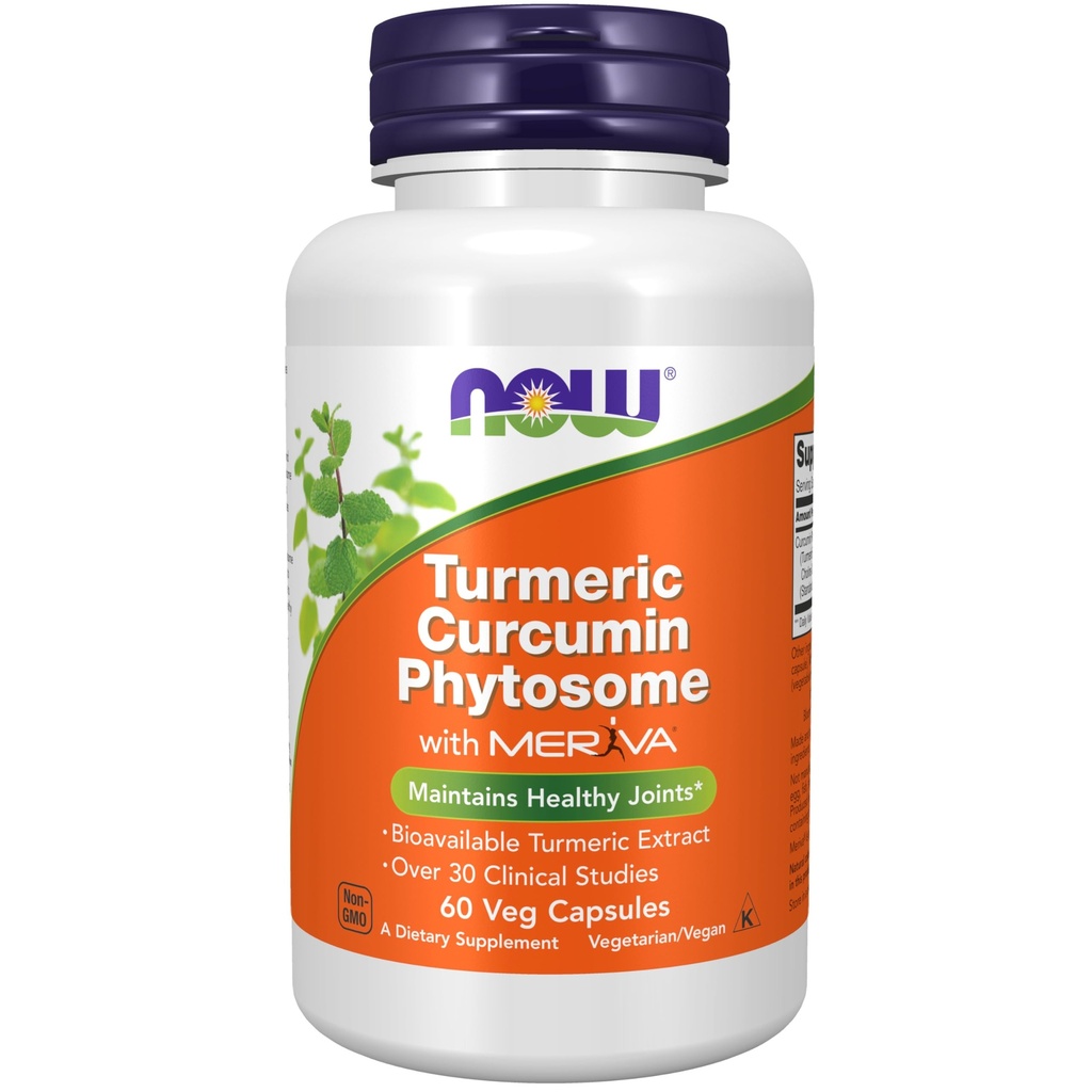 NOW Συμπληρώματα τροφίμων, Curcumin Phytosome, Bio-Enhanced Turmeric Extract, 60 κάψουλες Veg