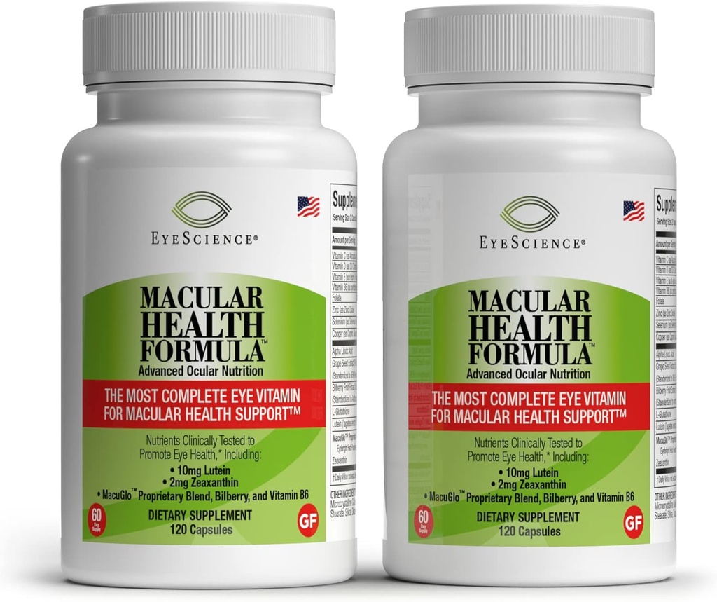 Eye Science – Macular Health Formula – 120 Capsules – Eye Health için Beslenme Tamamı - Contains Lutein, Zeaxanthin, C, D, E & B6-2-Pack