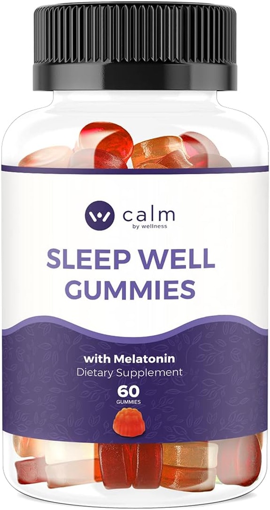 Calm by Wellness Sleep Well Gummies, Ekstra Güçlü Gummy with Melatonin, Natural Sleep Support Supplement, 30 Count