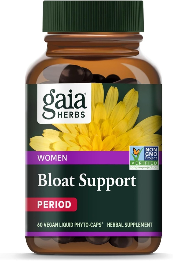 Gaia Herbs Bloat Support - Women's Health Supplement to Support Bloating & Digestion - Made with Dandelion Leaf, Burdock, Horsetail & More - 60 Vegan Capsules (30 hizmet)