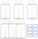 Sibba Clear Pill Μπουκάλι 6 τεμ. Empty Medicine Organizers 30ML Jar Powder Box Αποθήκευση διαφανών αντιδραστήρων Δοχεία Πλαστικά Δοχεία Διαρροή Αποδείξεις Καπάκια Δοχείο για Καλλωπισμού Counter Ετικέτες