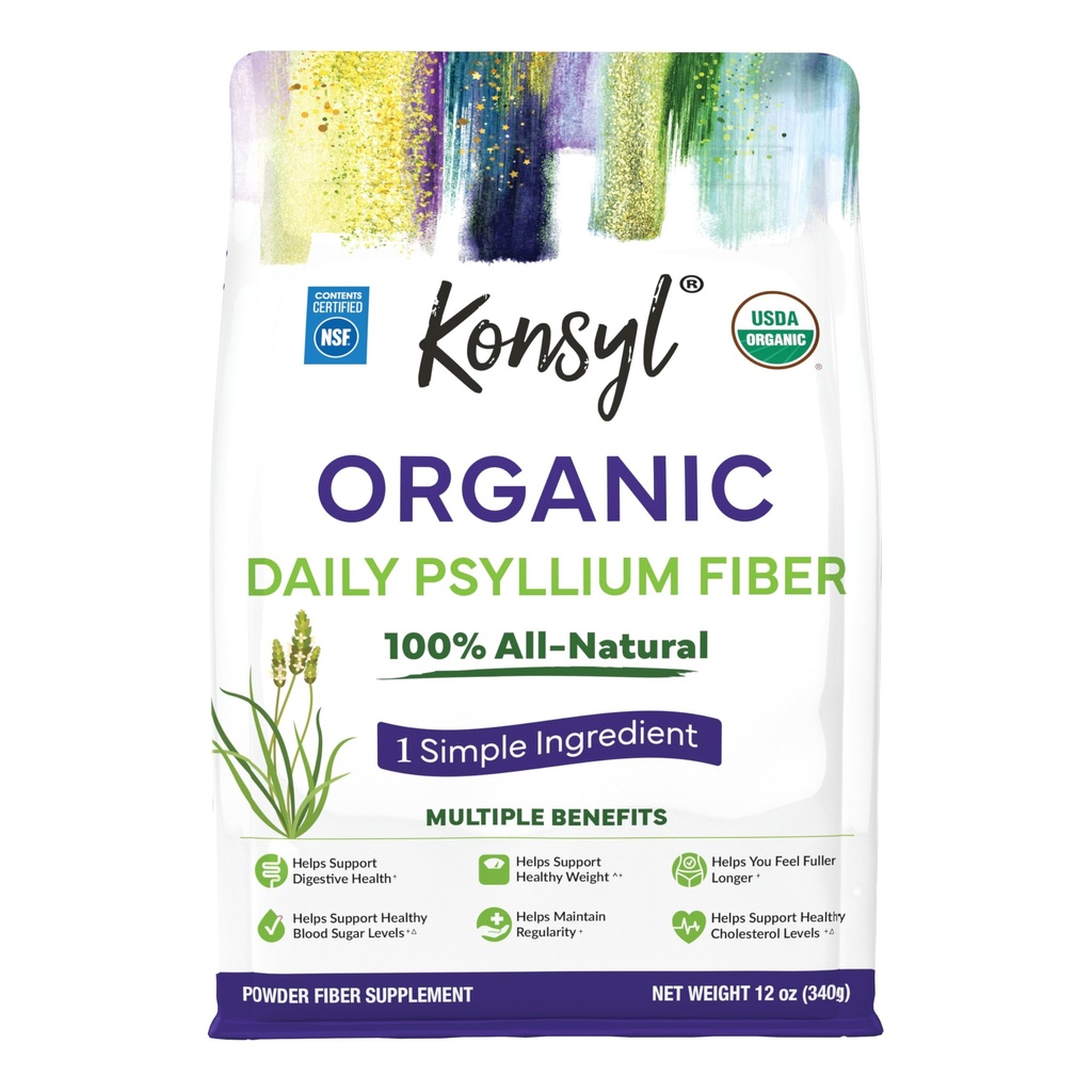 Konsyl Organik Psyllium Husk Toz, 5g of Plantive ► Fiber per Service – USDA Organic, Non-GMO, Gluten Free, Sugar Free, Vegan, 12 Ounce (Pack of 1)