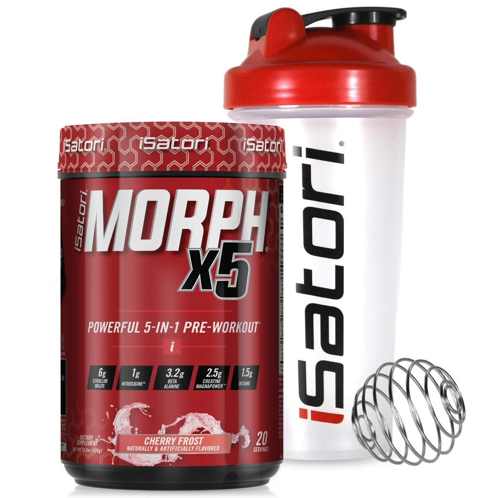 iSatori Morph Xtreme Intense Pre Workout - Bombsicle (20 Servisler) Classic Blender (Clear Şişe with Red Top)