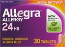 Allegra Adult 24HR Non-Drowsy Antihistamine, 30 Tablet, Hızlı Deneyen Alerji Symptom Relief, 180 mg