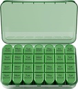 Odaro Weekly Pill Organizer 4 Times a Day, Daily Pill Box 7 Gün, Büyük Seyahat Pill Case with 28 Karşılaştırmalı Tıp, Vitamin ve Supplement - Full Olive