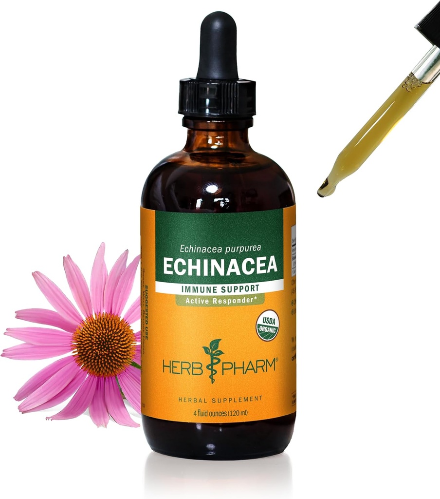 Βότανο Pharm Certified Organic Echinacea Root Liquid Extract για την υποστήριξη του ανοσοποιητικού συστήματος, οργανικό αλκοόλ από ζαχαροκάλαμο, 4 ουγγιά