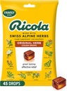Ricola Original Herb Cough Drops, 45 Count, Cough Suppressant & Throat Relieving Drops with Naturally Sourced Menthol, Pleasing Herbal Taste for Coughs & Throat Irritation Symptom Relief
