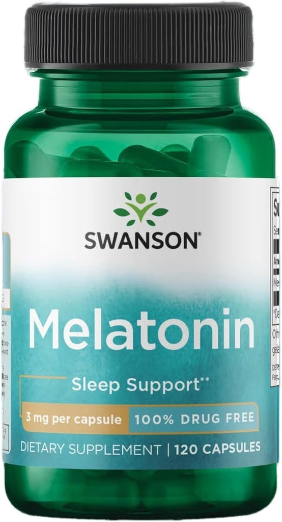 Swanson Melatonin - Herbal Supplement - Uyku ve Rahatlama - (120 Capsules, 3 mg each)