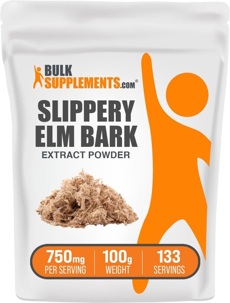 BulkSupplements.com Slippery Elm Bark Extract Powder - Slippery Elm Powder, που προέρχεται από το Ulmus Rubra Bark - Χωρίς γλουτένη, 750mg ανά Σερβίρισμα, 100g (3.5 oz) (Pack of 1)