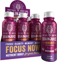 BeyinJuice Brain ve Immune Support Shot, Gluten Free Supplement Shots for Energy, Focus, Immunity with Vitamin D, C B, Alpha GPC & Organic Ginger Root, Huckleberry Hibiscus, 2.5 fl oz, 12 Pack