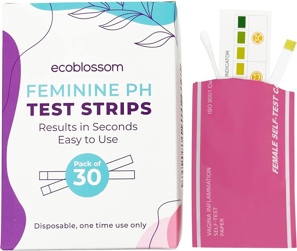 Ecobloszo Vaginal pH Testi Kadınlar için Merdivenler - pH Dengesini kontrol edin - Bakteriyel Vaginosis BV Tedavisi - Yeast Enfeksiyon UTI - Hızlı Doğru Sonuçlar, Bireysel Tamamlanmış Pouch Count (30)