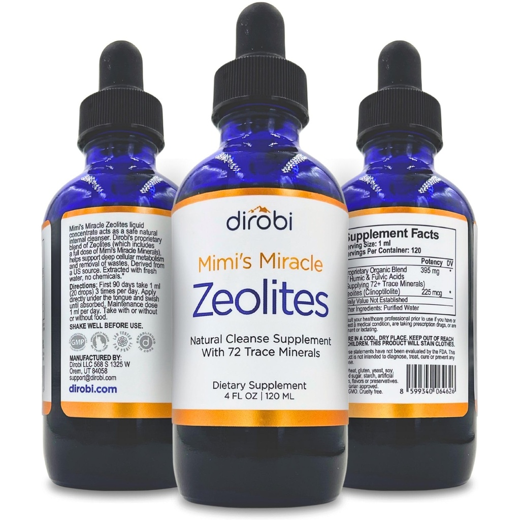 Mimi's Miracle Zeolites: Ağır Metal Detox Zeolit Supplement Drops with 70 Trace Minerals for Yetişkinler & Çocuklar - Destek Hücre Restorasyon, Immune & Digestive Tract Health (4 oz Şişe, 60 Day Supply)