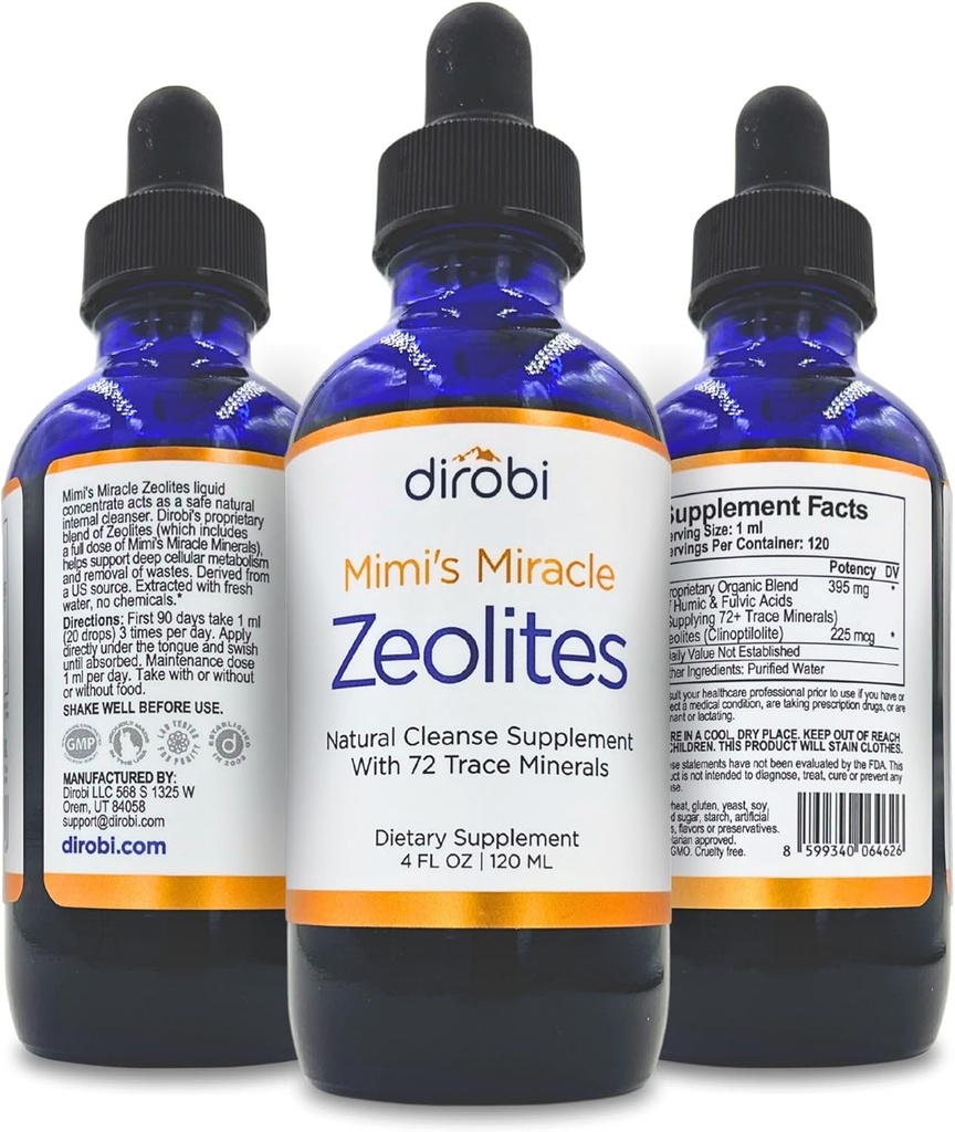 Mimi's Miracle Zeolits: Heavy Metal Detox Zeolite Supplement Drops with 70 Trace Minerals for Adults & Kids - Υποστηρίζει την αποκατάσταση των κυττάρων, ανοσοποιητική & Digestive Tractic Health (4 oz Bottle, 60 Day Supply)
