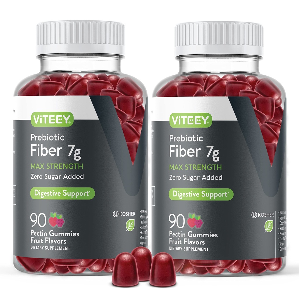 VITEEY Prebiyotik Fiber Gummies for Yetişkinler, 7g - Gut Health & Digestive ► Fiber Supplement Gummies - Zero Sugar eklendi, Vegan, Gluten-Free - 180 Count Count Count