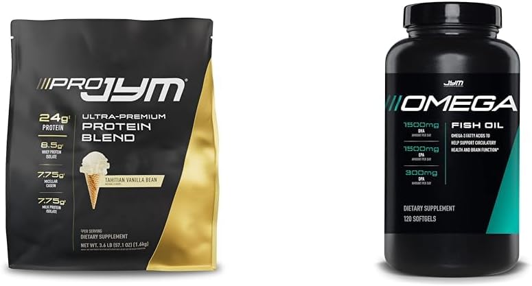 JYM Supplement Science PRO JYM 45 Hizmetler - Tahitian Vanilla Bean & mg, Yüksek Potency Omega 3, EPA, DHA, DPA for Brain, Heart, & Ortak Destek 120 Soft Gels