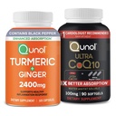 Qunol CoQ10 & Turmeric: Turmeric Curcumin, 2400 mg, 105 Capsules & Ultra CoQ10 100 mg, 90 Softgels