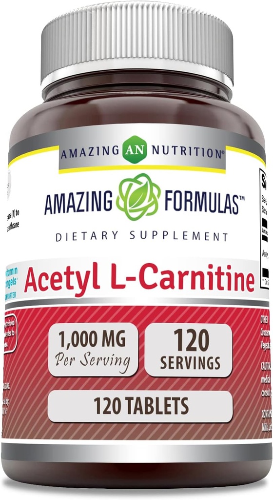Amazing Formulas Acetyl L-Carnitine Supplement | 1000 Mg Per | 120 Tablet Tamam | Non-GMO | Gluten Ücretsiz | ABD'de Yap